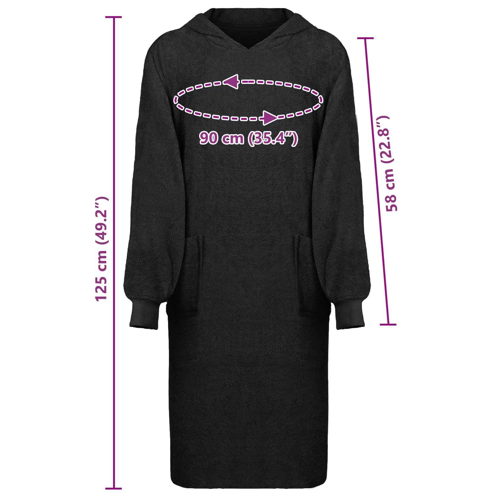 vidaXL Decken-Hoodie KINN Schwarz XL Baumwolle