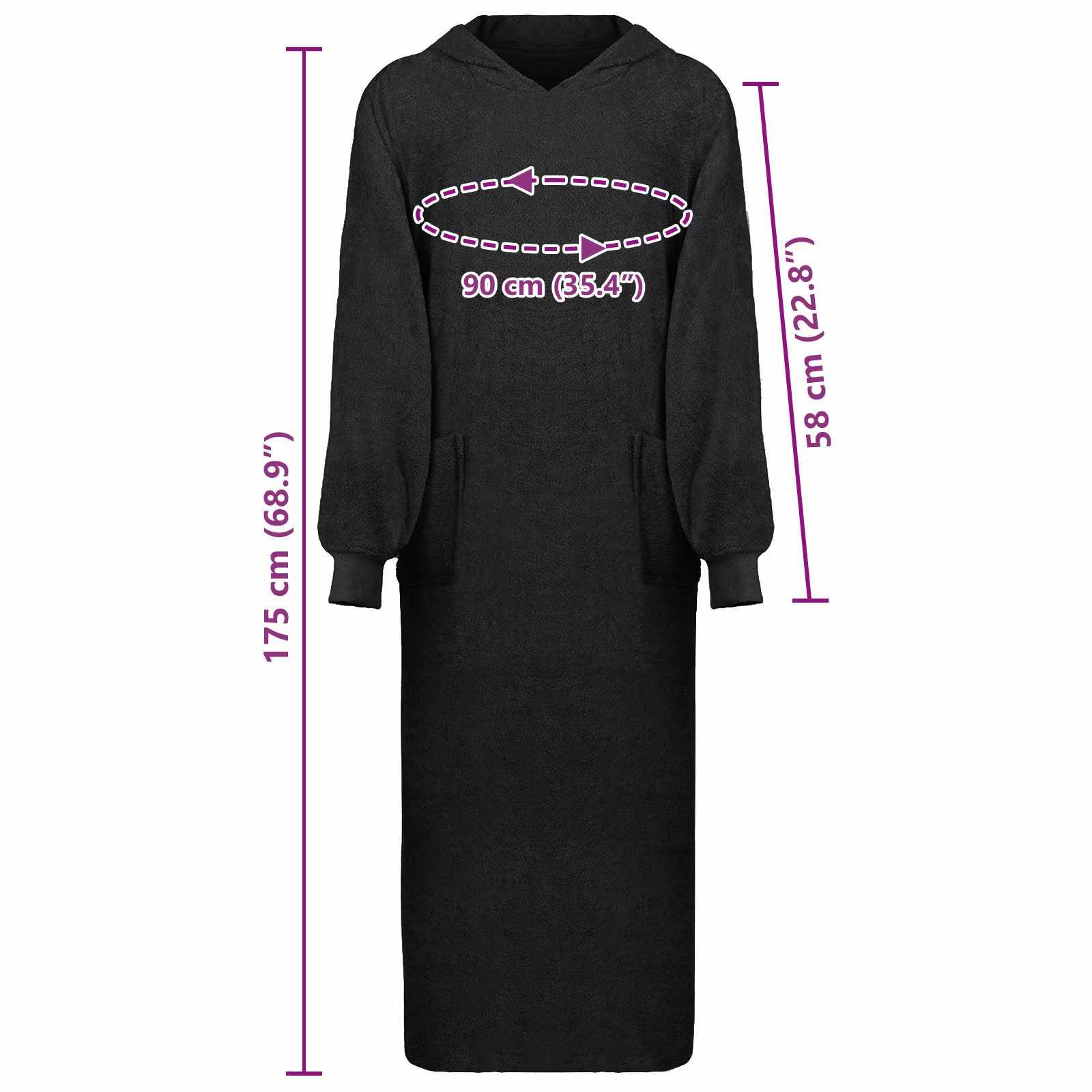 vidaXL Decken-Hoodie KINN Schwarz XXL Baumwolle