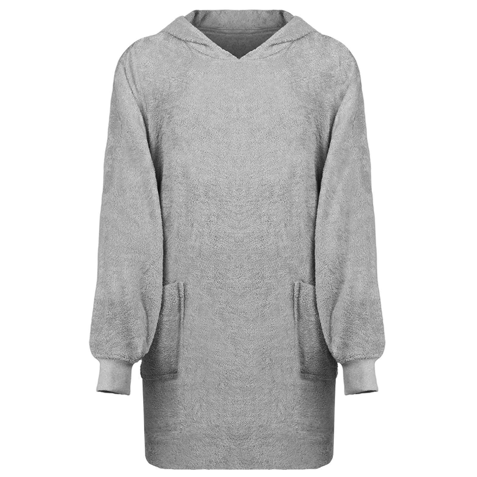vidaXL Decken-Hoodie KINN Grau L Baumwolle