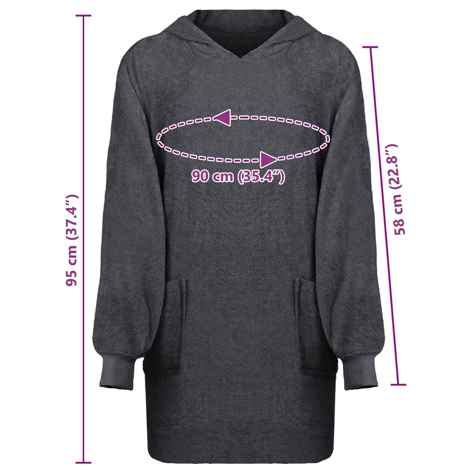 vidaXL Decken-Hoodie KINN Anthrazit L Baumwolle