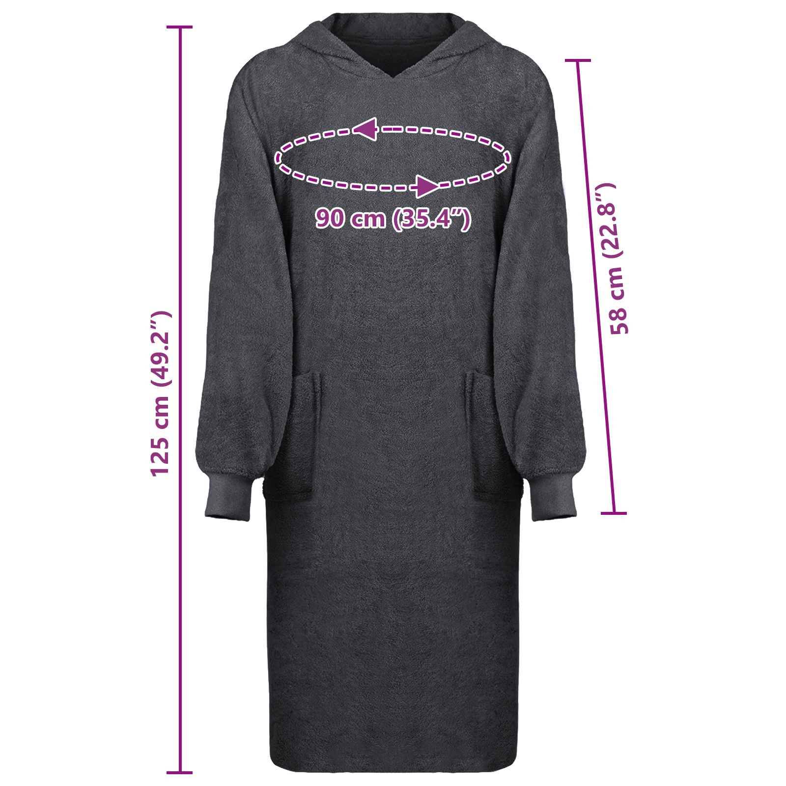 vidaXL Decken-Hoodie KINN Anthrazit XL Baumwolle