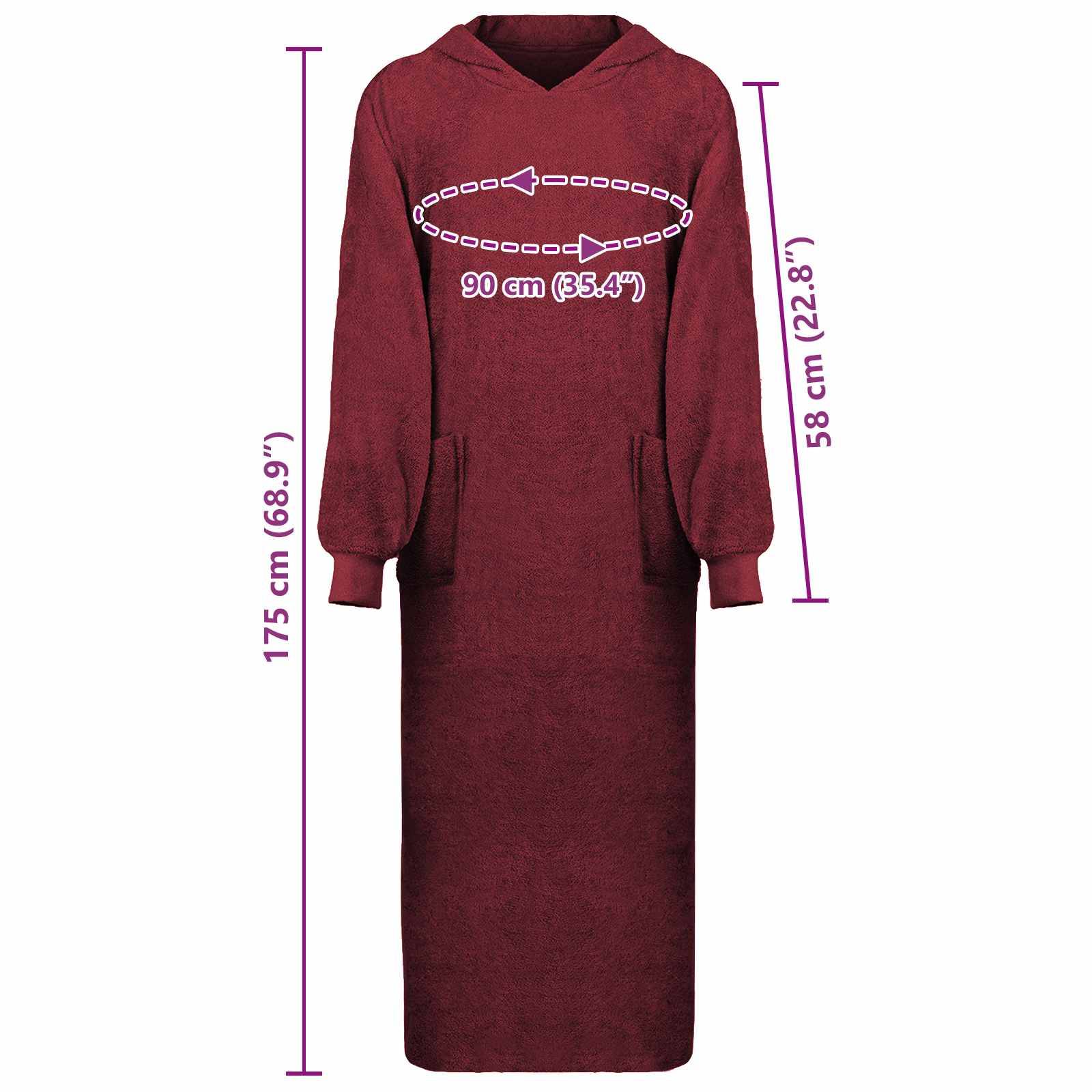 vidaXL Decken-Hoodie KINN Rot XXL Baumwolle