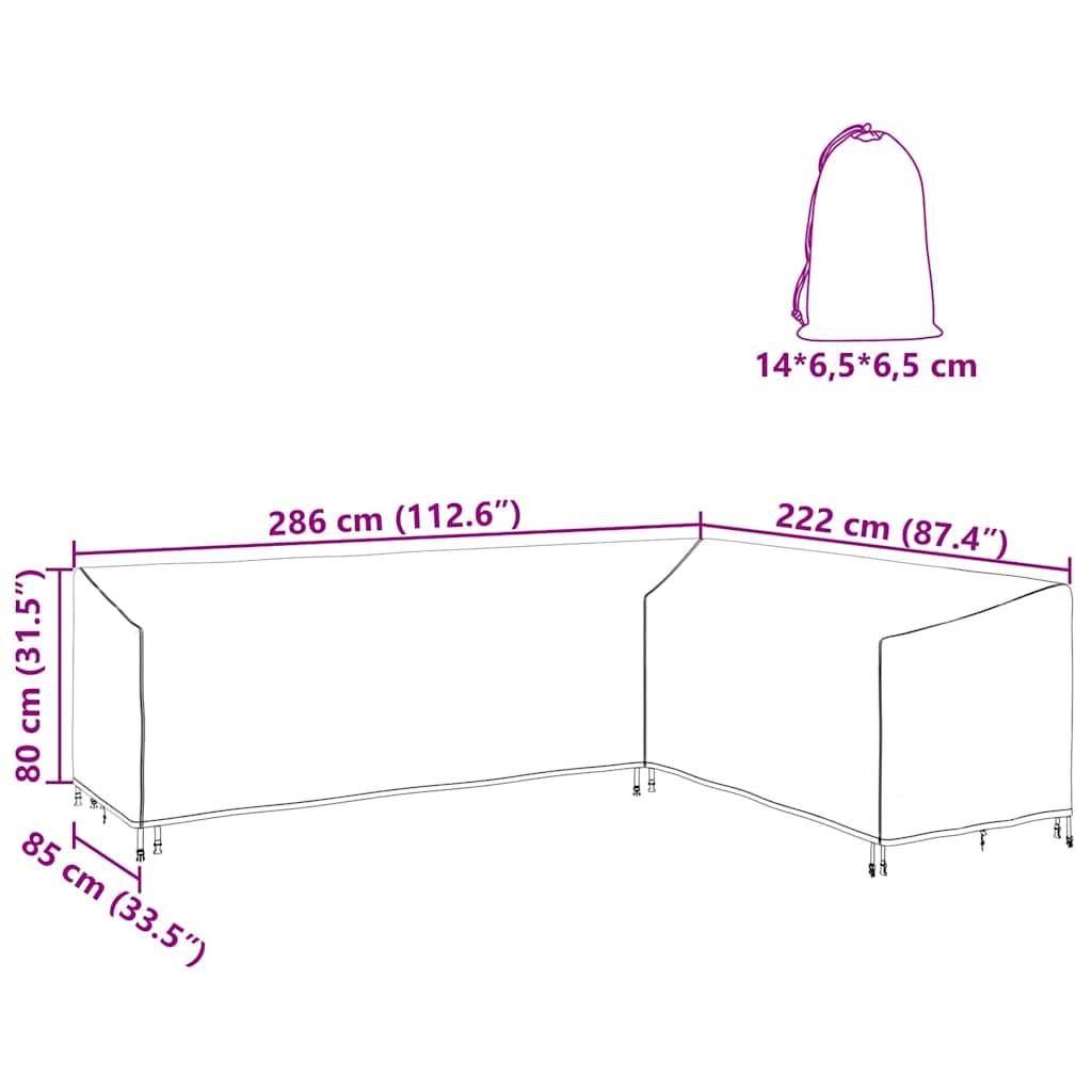 vidaXL Möbelbezug Schwarz 286 x 222 x 80 cm