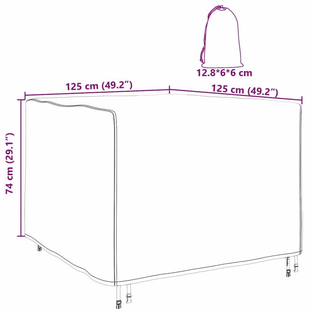vidaXL Möbelbezug Schwarz 125 x 125 x 74 cm 210D Oxford Stoff