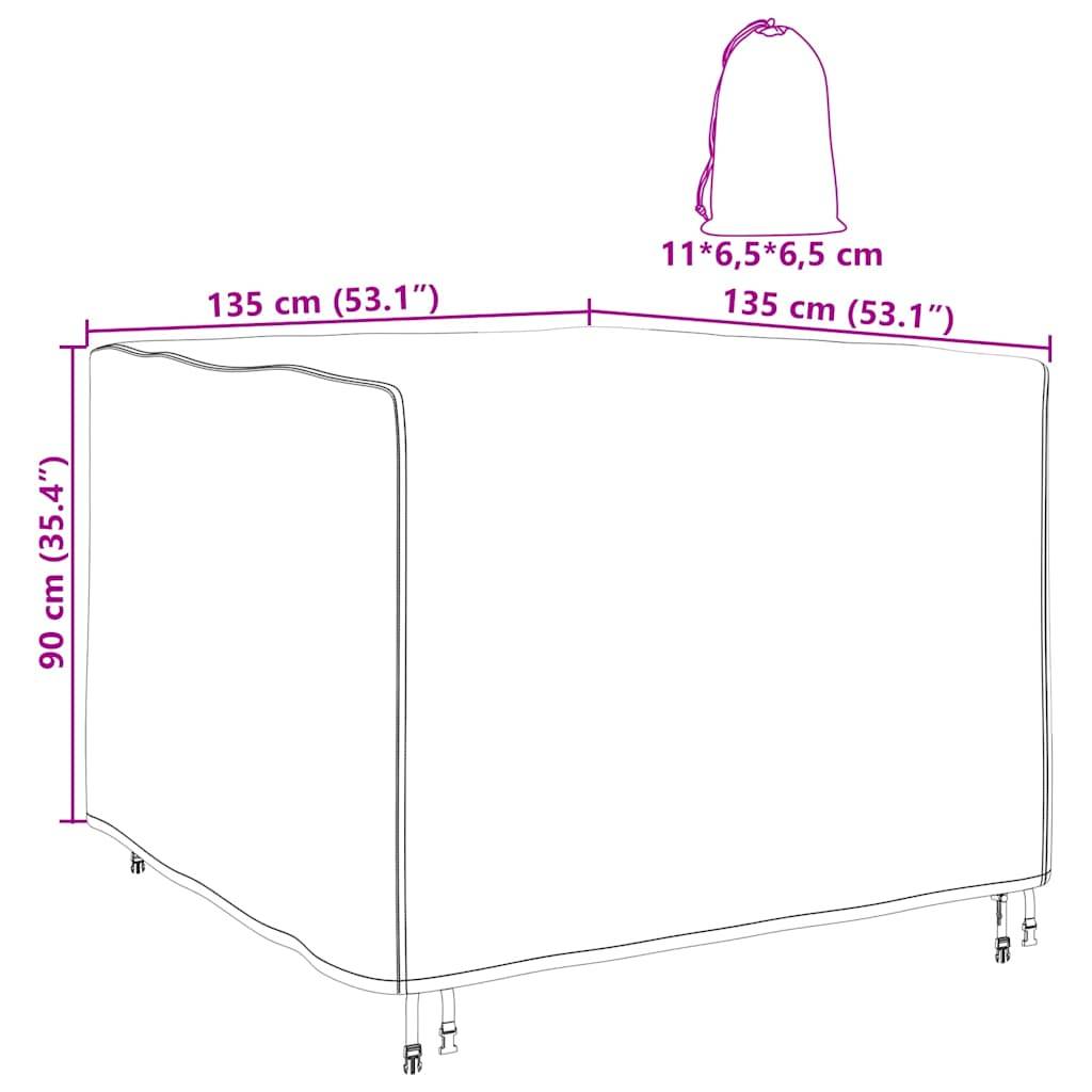 vidaXL Möbelbezug Schwarz 135 x 135 x 90 cm 210D Oxford Stoff