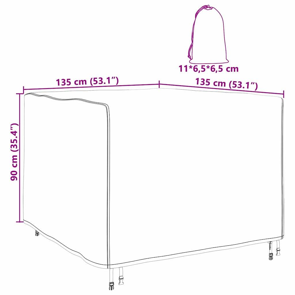 vidaXL Möbelbezug Schwarz 135 x 135 x 90 cm 600D Oxford Stoff