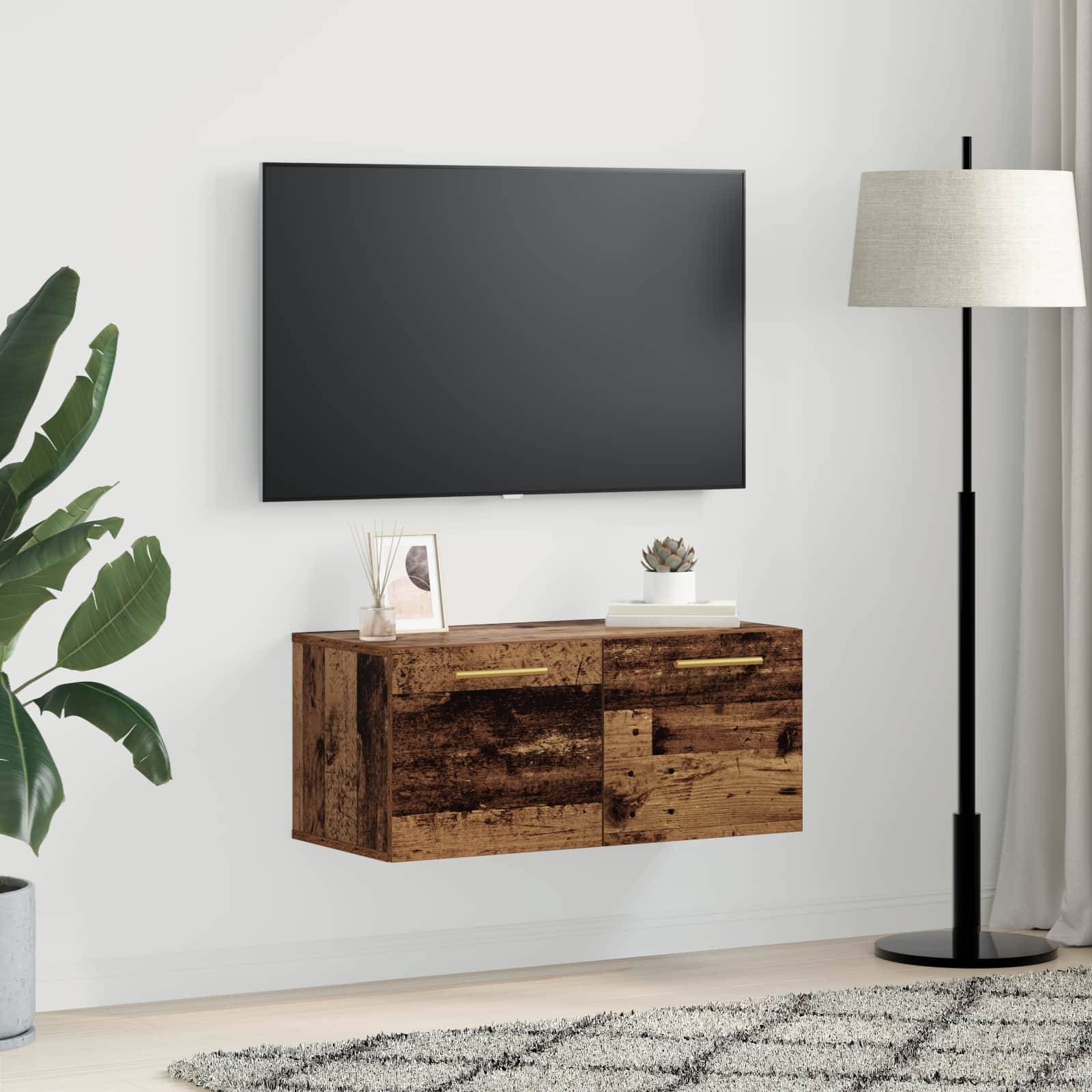 vidaXL Wandschrank Altholz 80 x 36.5 x 35 cm Holzwerkstoff