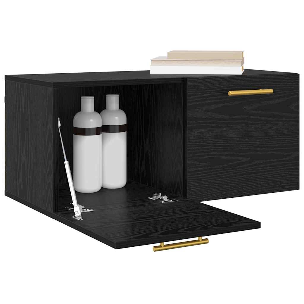 vidaXL Wandschrank Wandmontiert Schwarz Eichen-Optik 80 x 36.5 x 35 cm