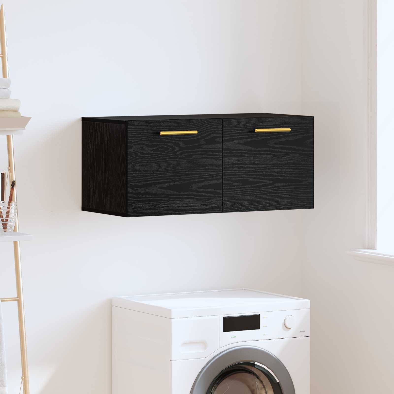 vidaXL Wandschrank Wandmontiert Schwarz Eichen-Optik 80 x 36.5 x 35 cm
