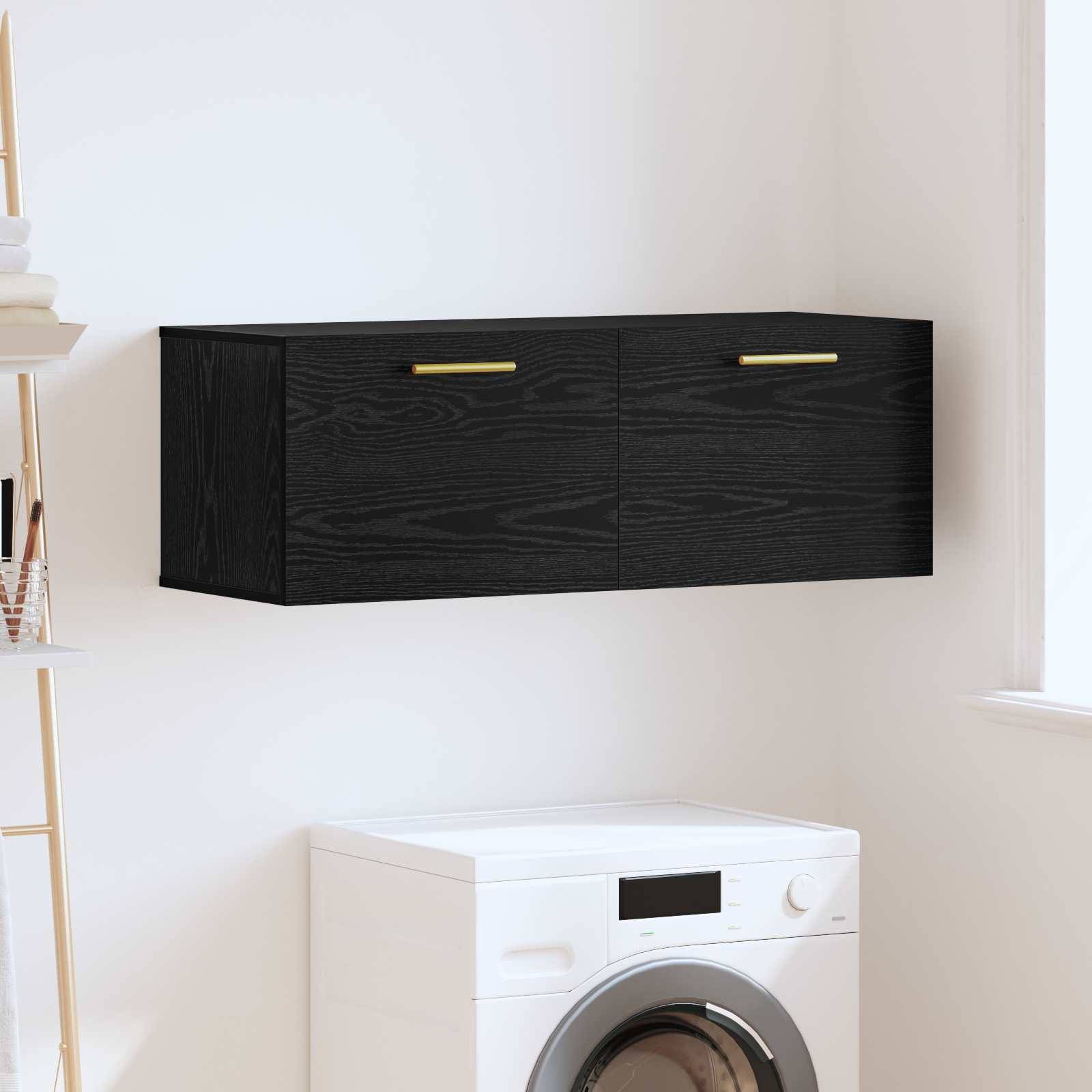 vidaXL Wandschrank Schwarz Eichen-Optik 100 x 36,5 x 35 cm