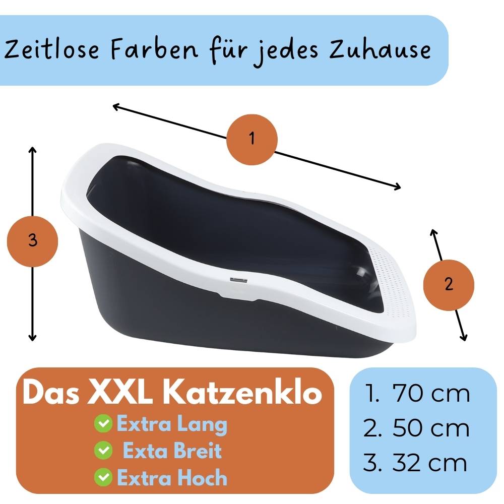 2er Set XXL Katzenklo Katzentoilette groß Großes Katzenklo 70 cm Katzen Klo offen XXL hoher Rand Katzentoiletten ohne Deckel Katzenklo XXL große Ka