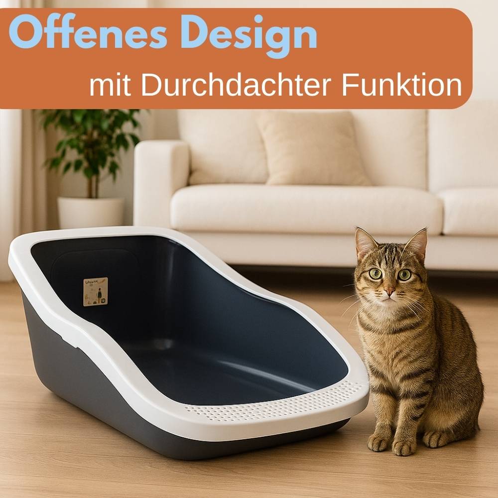 2er Set XXL Katzenklo Katzentoilette groß Großes Katzenklo 70 cm Katzen Klo offen XXL hoher Rand Katzentoiletten ohne Deckel Katzenklo XXL große Ka
