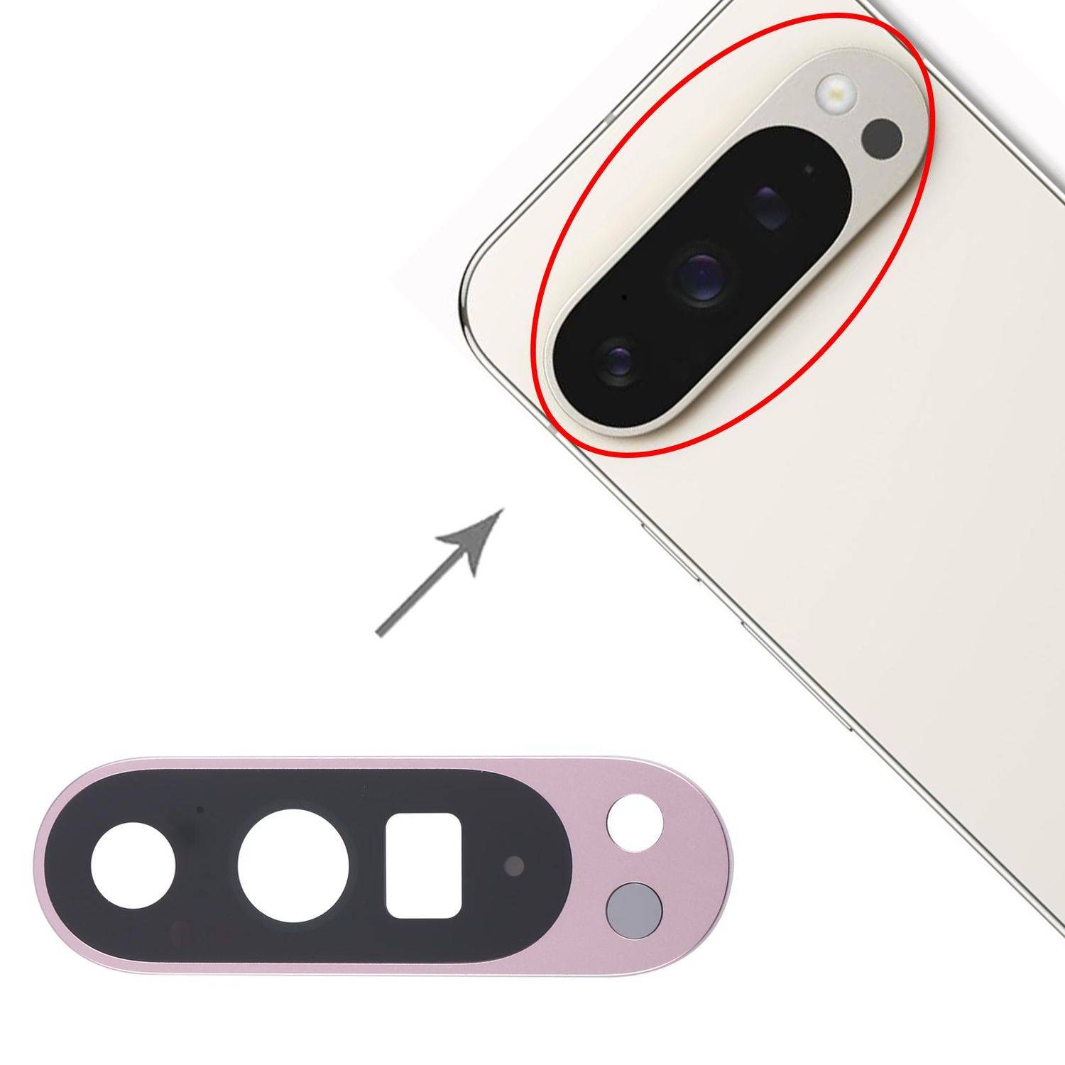 Für Google Pixel 9 Pro XL Kamera Linse Abdeckung Rückseite Ersatzteil Pink