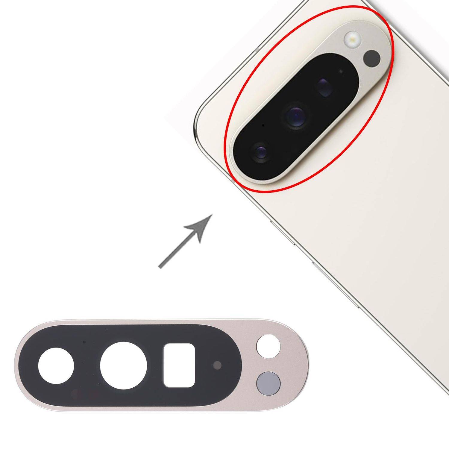 Für Google Pixel 9 Pro XL Kamera Linse Abdeckung Rückseite Ersatzteil Gold