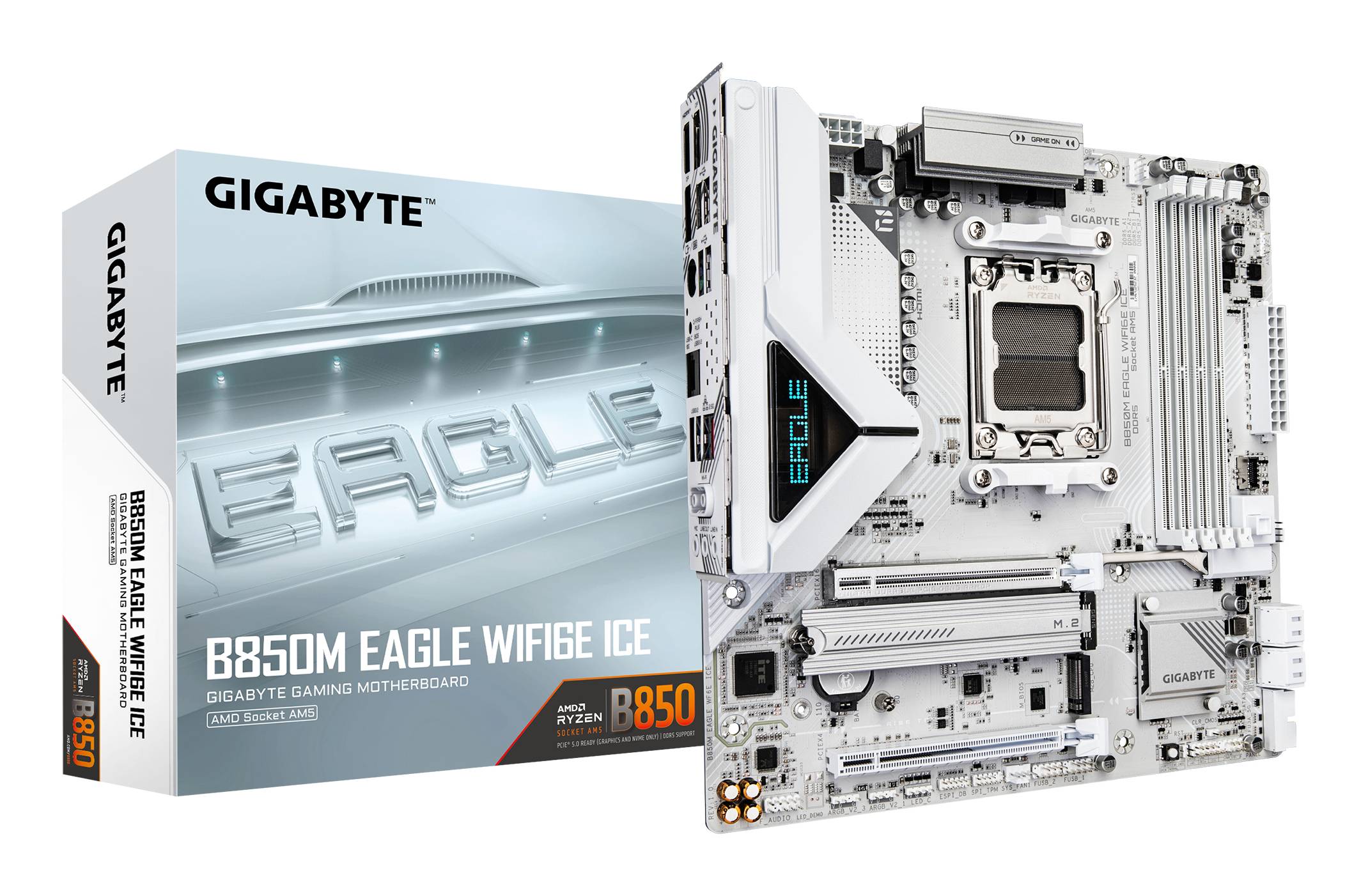 Gigabyte B850M EAGLE WIFI6E ICE - Motherboard - micro ATX - Socket AM5 - AMD B850 Chipsatz - USB-C 3.2 Gen2, USB 3.2 Gen 2, USB 3.2 Gen 1 - 2.5