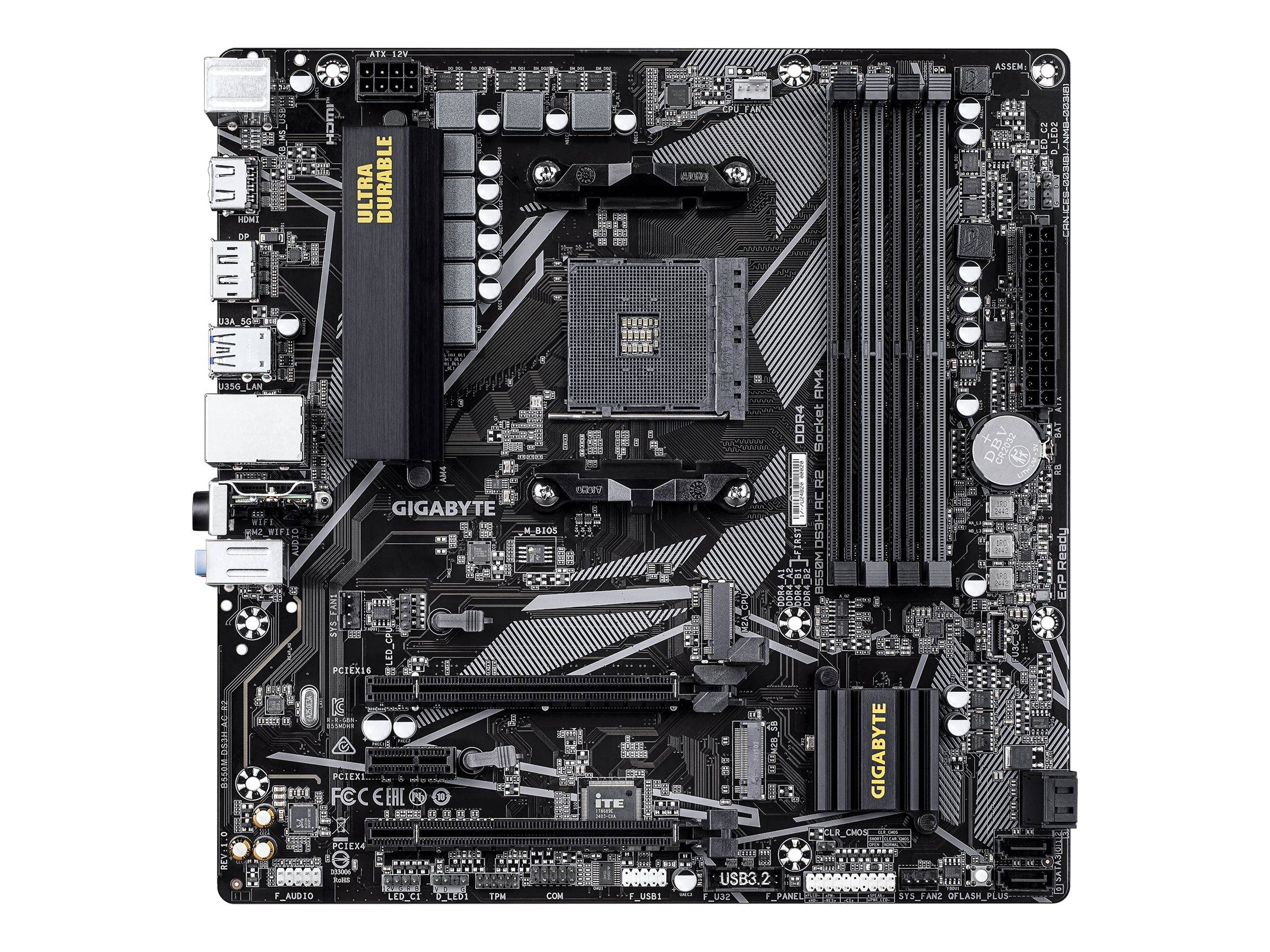 Gigabyte B550M DS3H AC R2 - Motherboard - micro ATX - Socket AM4 - AMD B550 Chipsatz - USB 3.2 Gen 1 - Gigabit LAN, Wi-Fi, Bluetooth