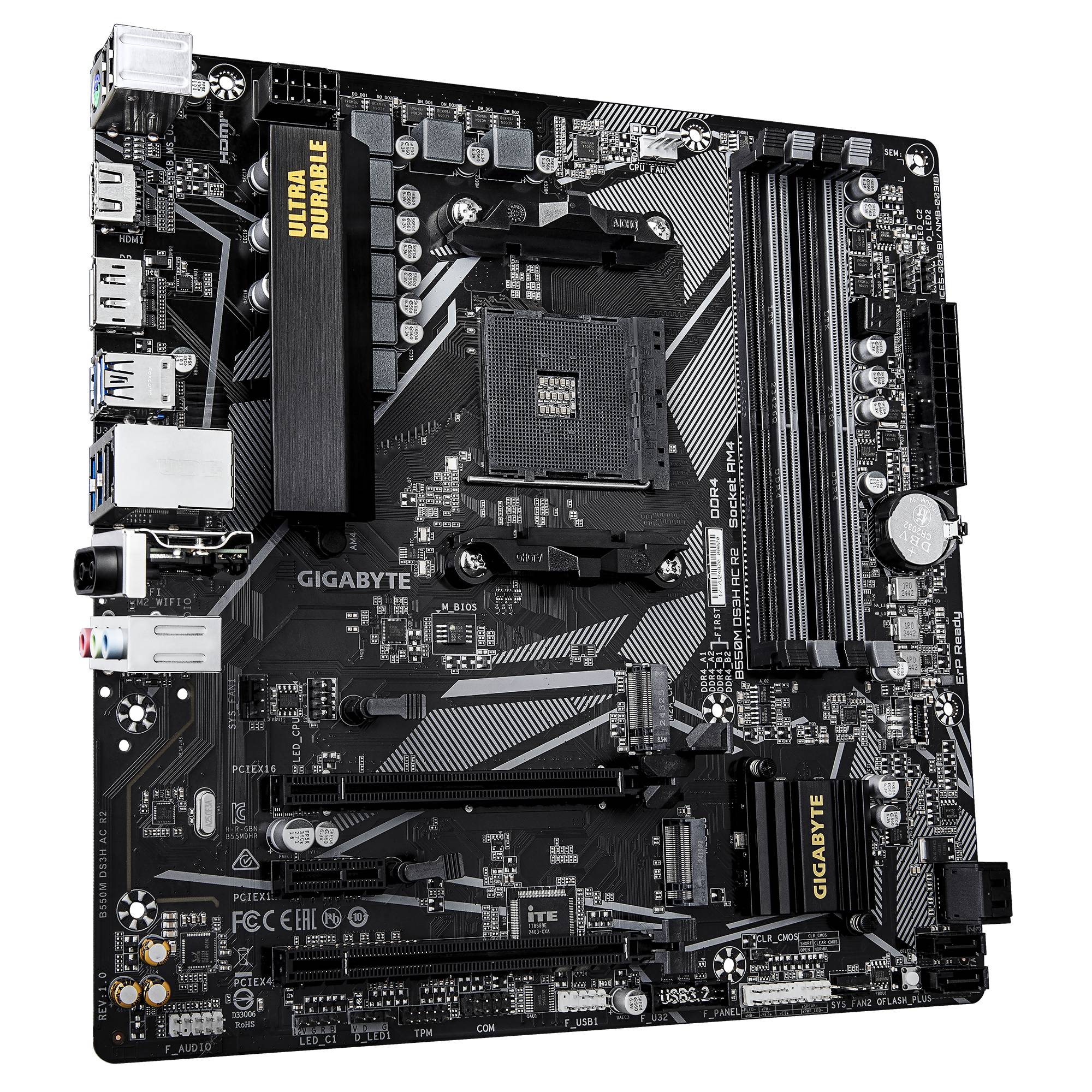 Gigabyte B550M DS3H AC R2 - Motherboard - micro ATX - Socket AM4 - AMD B550 Chipsatz - USB 3.2 Gen 1 - Gigabit LAN, Wi-Fi, Bluetooth