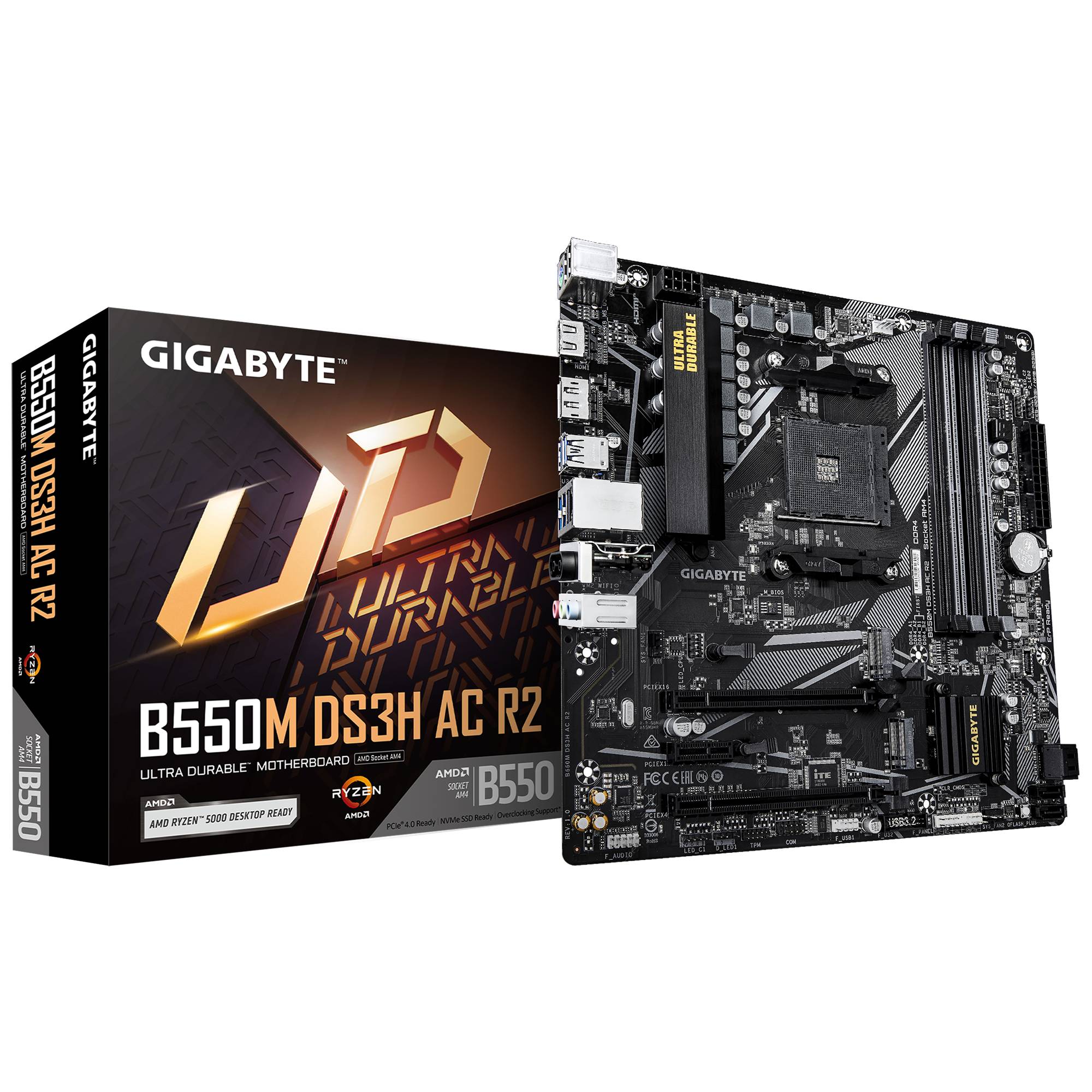 Gigabyte B550M DS3H AC R2 - Motherboard - micro ATX - Socket AM4 - AMD B550 Chipsatz - USB 3.2 Gen 1 - Gigabit LAN, Wi-Fi, Bluetooth