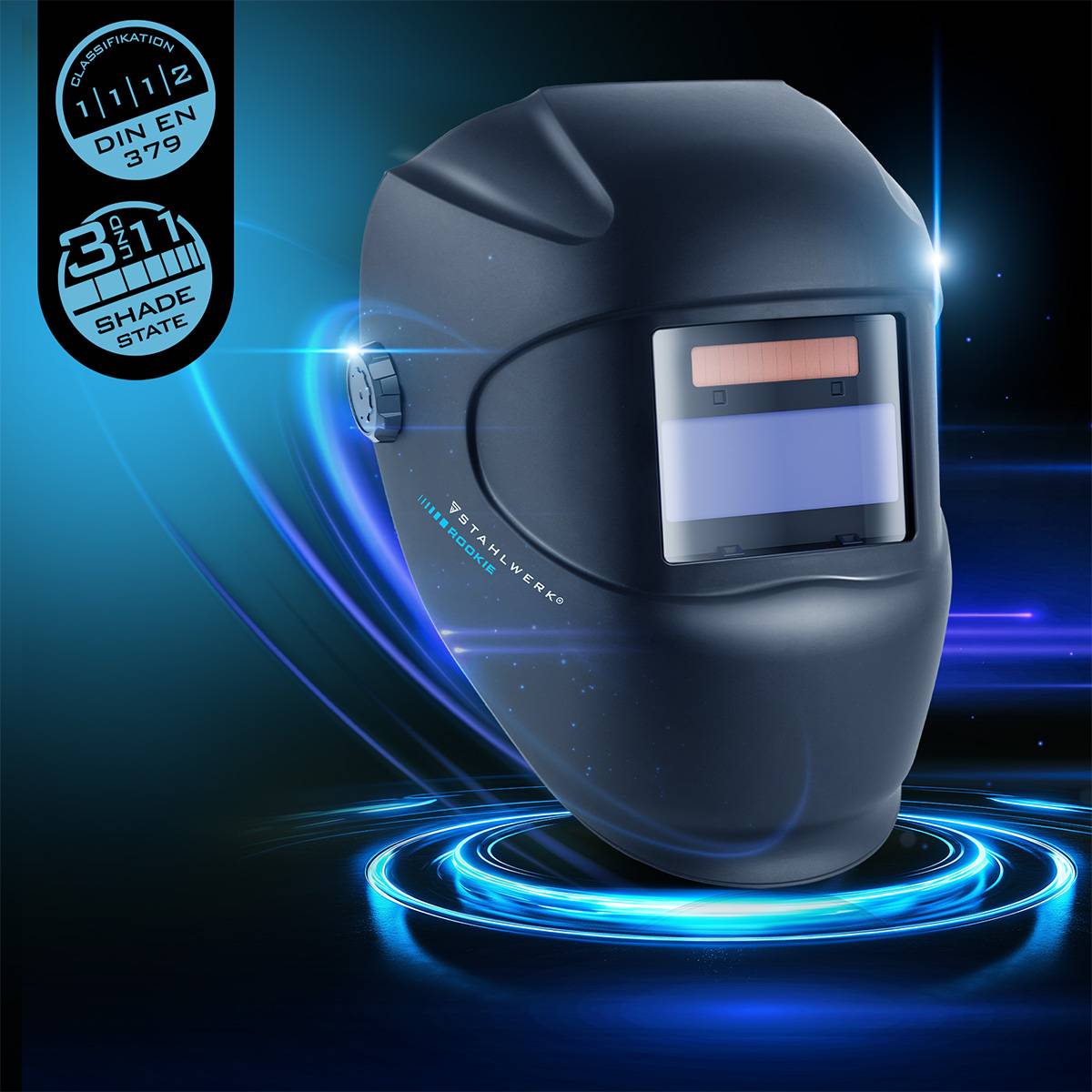 STAHLWERK Automatik Schweißhelm ROOKIE Schweißschild Schweißermaske DIN 3 DIN 11