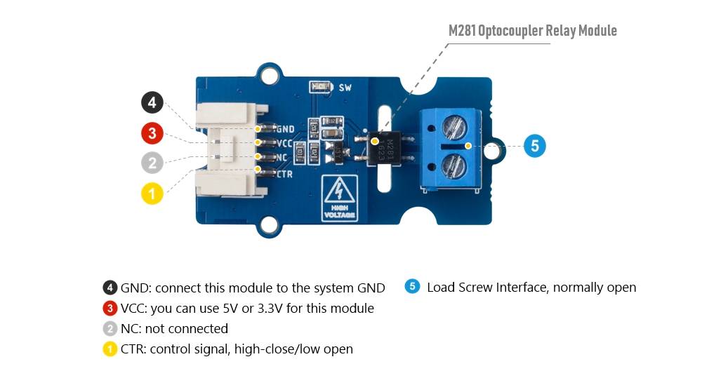 Seeed Studio Grove Optocoupler Relay (M281) Bi-Directional SPSD Normally Open