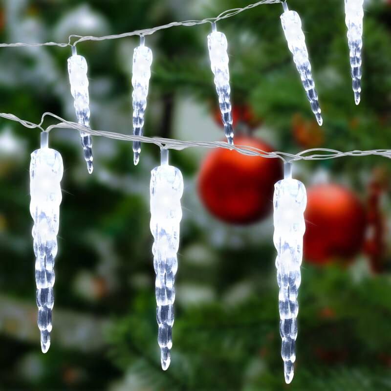 40 LED Eiszapfen Lichterkette, LED Eiszapfen Lichtervorhang, Gartenleuchten Wasserdicht IP44 Weihnachten Kaltweiß