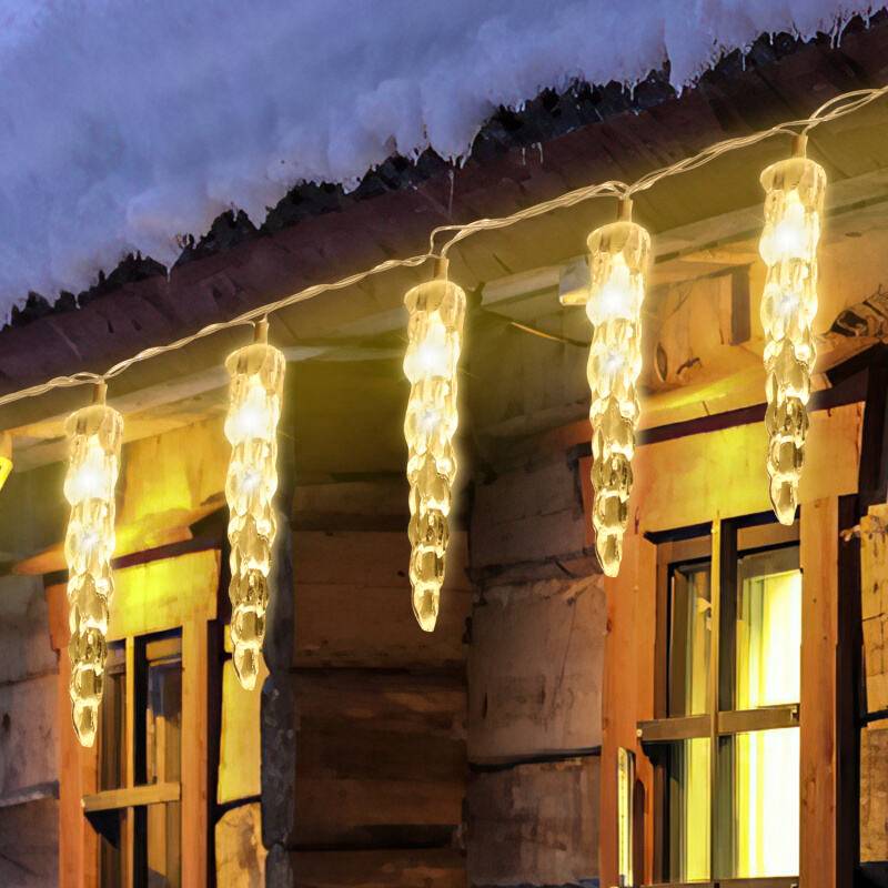 40 LED Eiszapfen Lichterkette, 2 Stück LED Eiszapfen Lichtervorhang, Gartenleuchten Wasserdicht IP44 Weihnachten Warmweiß