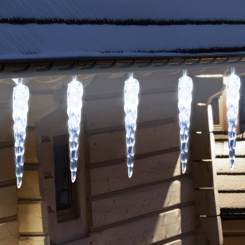 40 LED Eiszapfen Lichterkette, 2 Stück LED Eiszapfen Lichtervorhang, Gartenleuchten Wasserdicht IP44 Weihnachten Kaltweiß