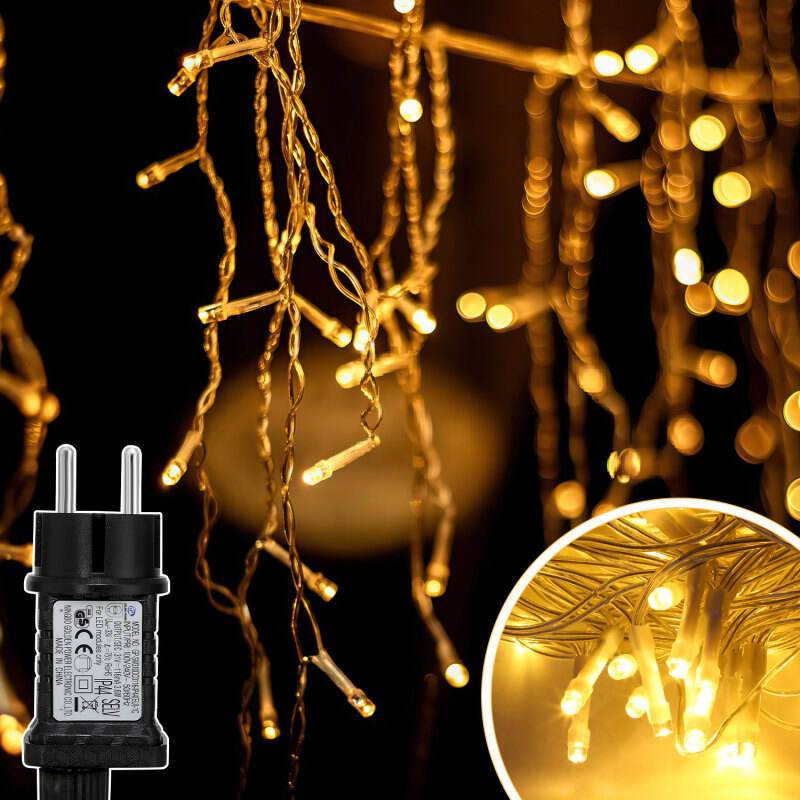 15M 400LEDs Eisregen Lichterkette Warmweiß, Fenster Lichtervorhang mit 8 Modi IP44 Wasserfest, Weihnachtsbeleuchtung Party Balkon Garten Deko