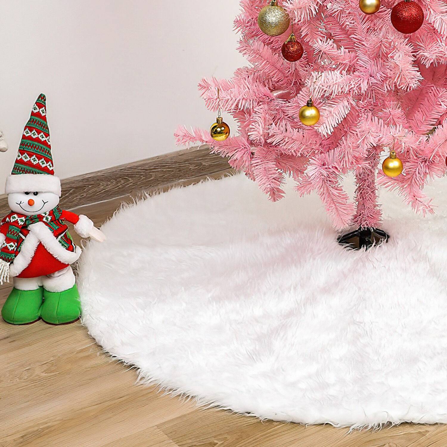 Weihnachtsbaumdecke Baumdecke Christbaumdecke Ø 122 cm weiß Weihnachtsbaumdecke, flauschiger Stoff