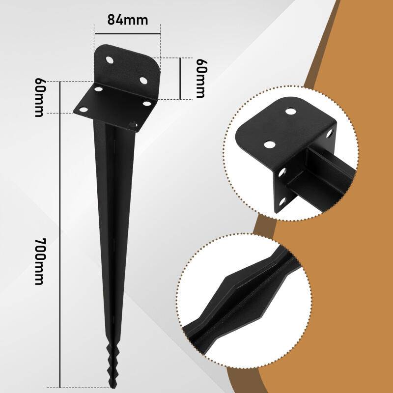 8x Pfostenträger Einschlaghülse Länge 700 mm Einschlagbodenhülse Pfostenträger für Vierkantholzpfosten