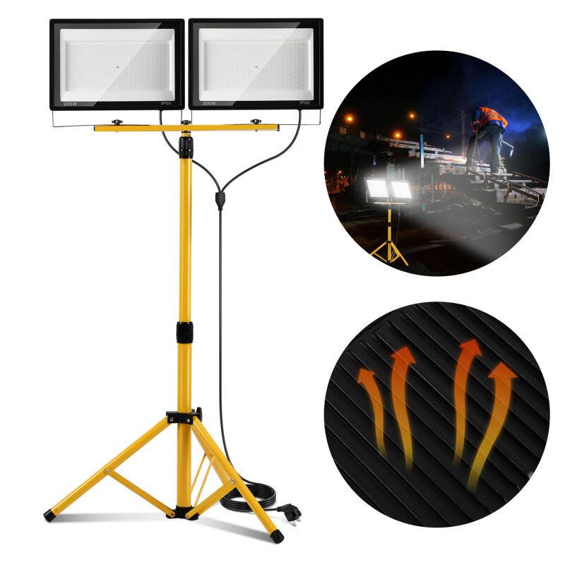200W LED Baustrahler Flutlicht Scheinwerfer Außenstrahler Arbeitsleuchte Bauscheinwerfer IP66 Wasserdicht Kaltweiß