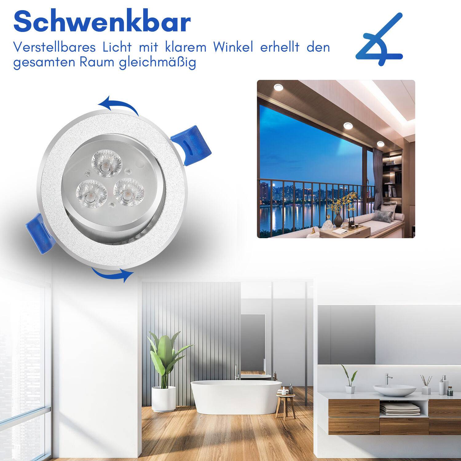 20x LED Einbaustrahler Deckenspot drehbar Warmweiß 3200K 80mm 210LM Einbauleuchte für Badezimmer Küche
