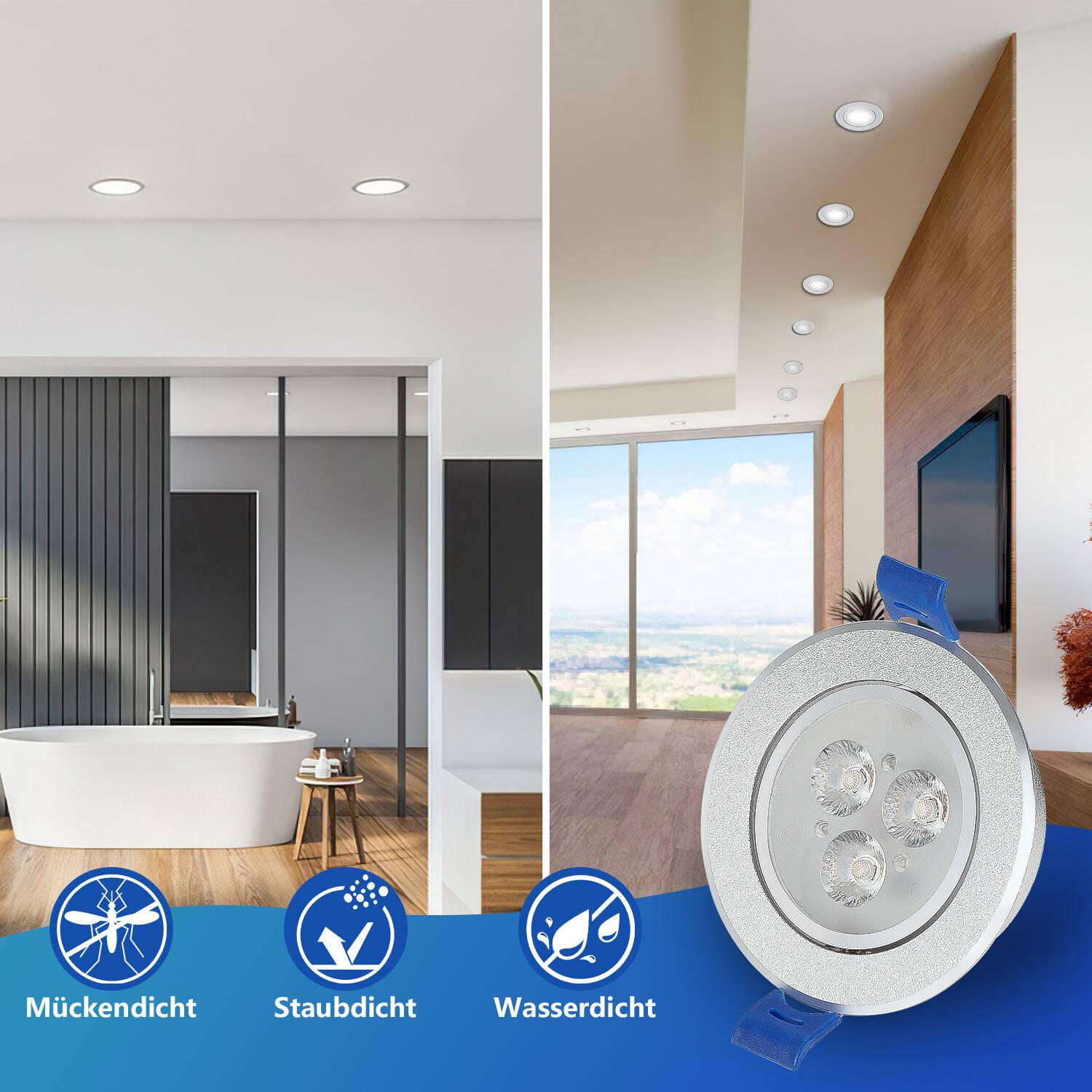 20x LED Einbaustrahler Deckenspot drehbar Warmweiß 3200K 80mm 210LM Einbauleuchte für Badezimmer Küche