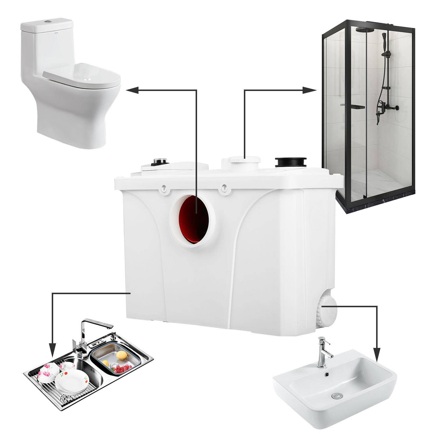 Hebeanlage 700W Sanitär Schmutzwasserpumpen Haushalts Hebeanlage Abwasserentsorgung Fäkalienpumpe Für WC, Dusch