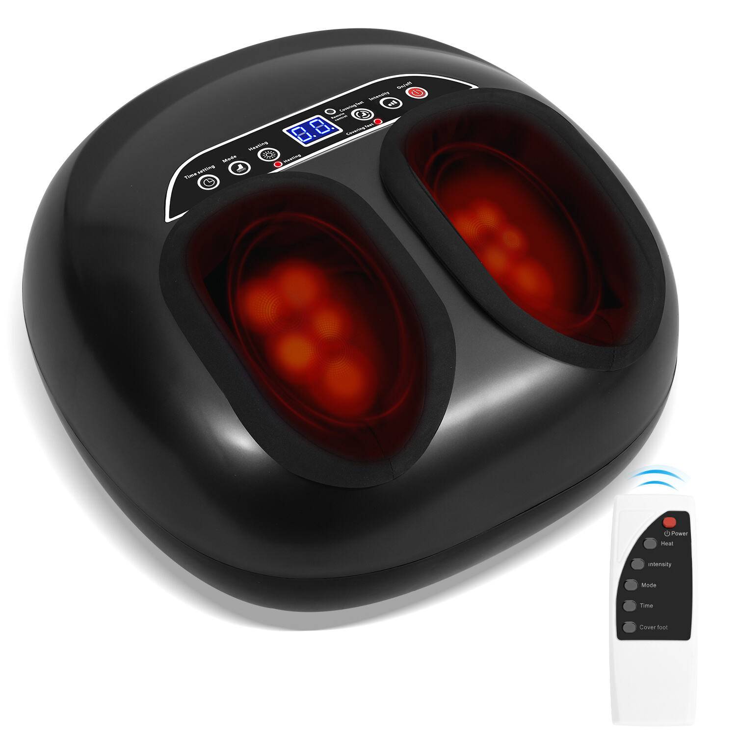 Fußmassagegerät mit Fernbedienung, Wadenmassagegeräte, Venen-Massagegerät, Beinmassagegerät, 3 Intensitätsstufen einstellbar, Kneten, Rollen, He