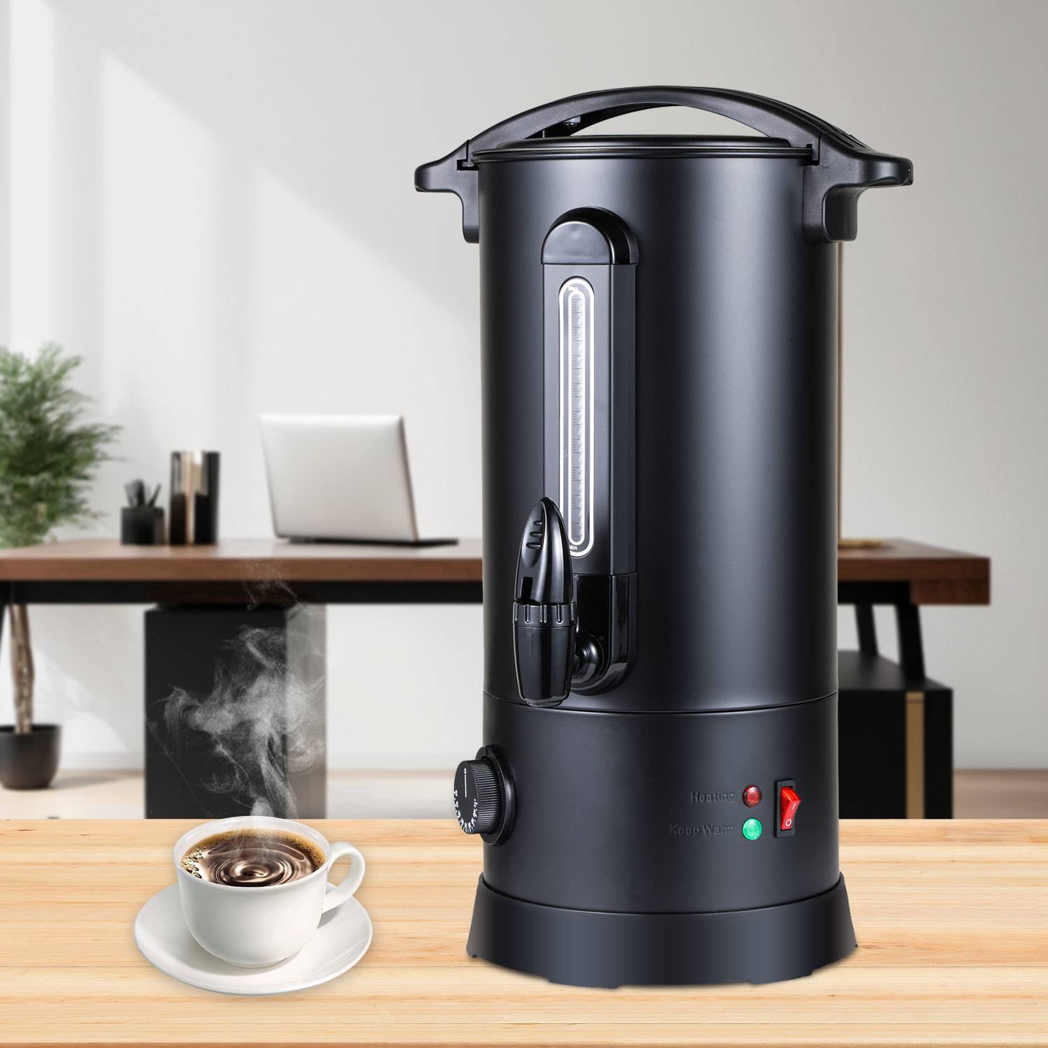 Glühweinkocher aus Edelstahl elektrisch 10Liter 1800 Watt mit Zapfhahn, Thermostat und Überhitzungsschutz Heißgetränkespender