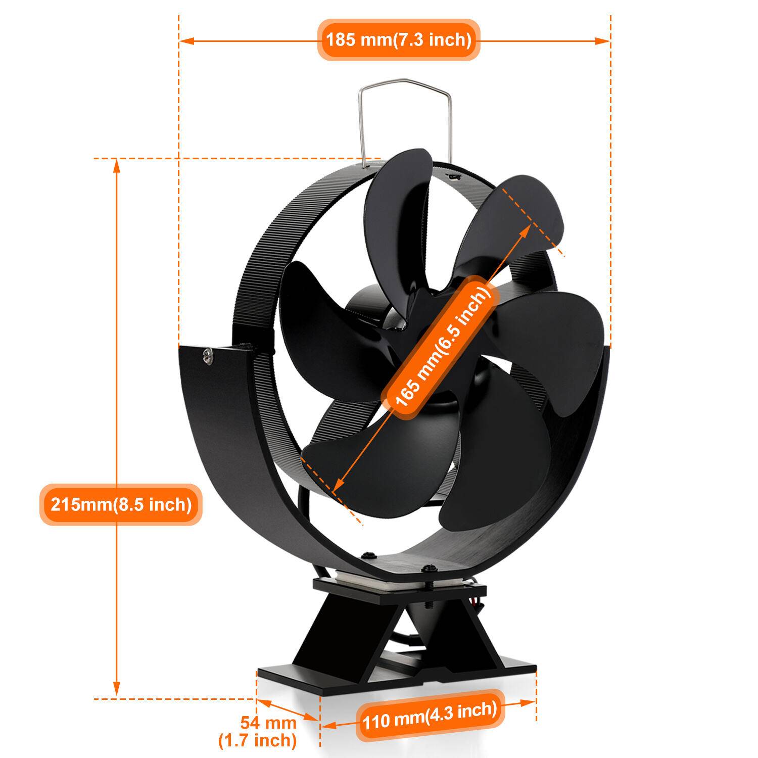 Kaminofen Ventilator - Einstellbarer Winkel Ofenventilator wärmebetrieben - Kamin Ventilator - Lüfter für Kaminöfen Holzöfen Öfen - 6 Flügel Ro