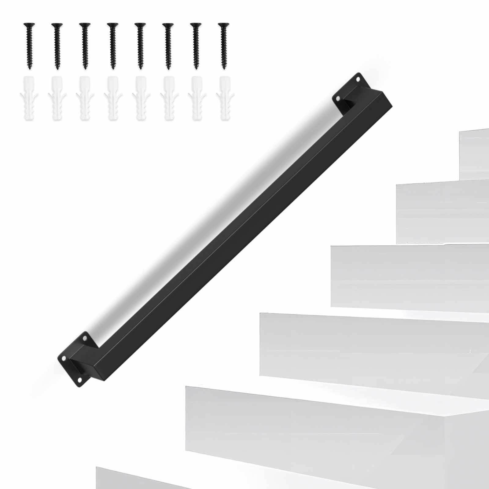 Handlauf treppe Handlauf Set Metall Schwarz pulverbeschichteter Treppenhandlauf pflegeleicht und langlebig 60cm Treppengeländer