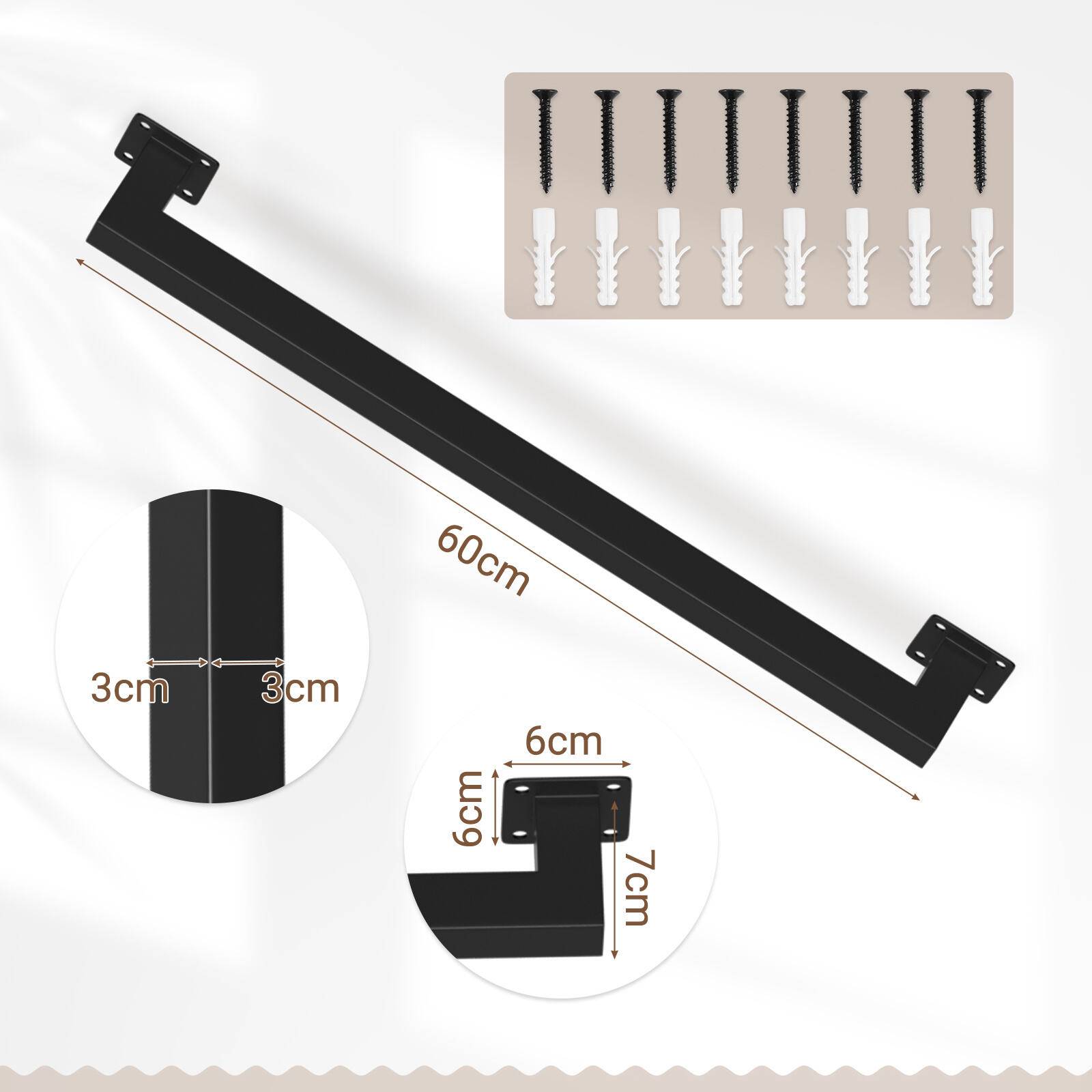 Handlauf treppe Handlauf Set Metall Schwarz pulverbeschichteter Treppenhandlauf pflegeleicht und langlebig 60cm Treppengeländer