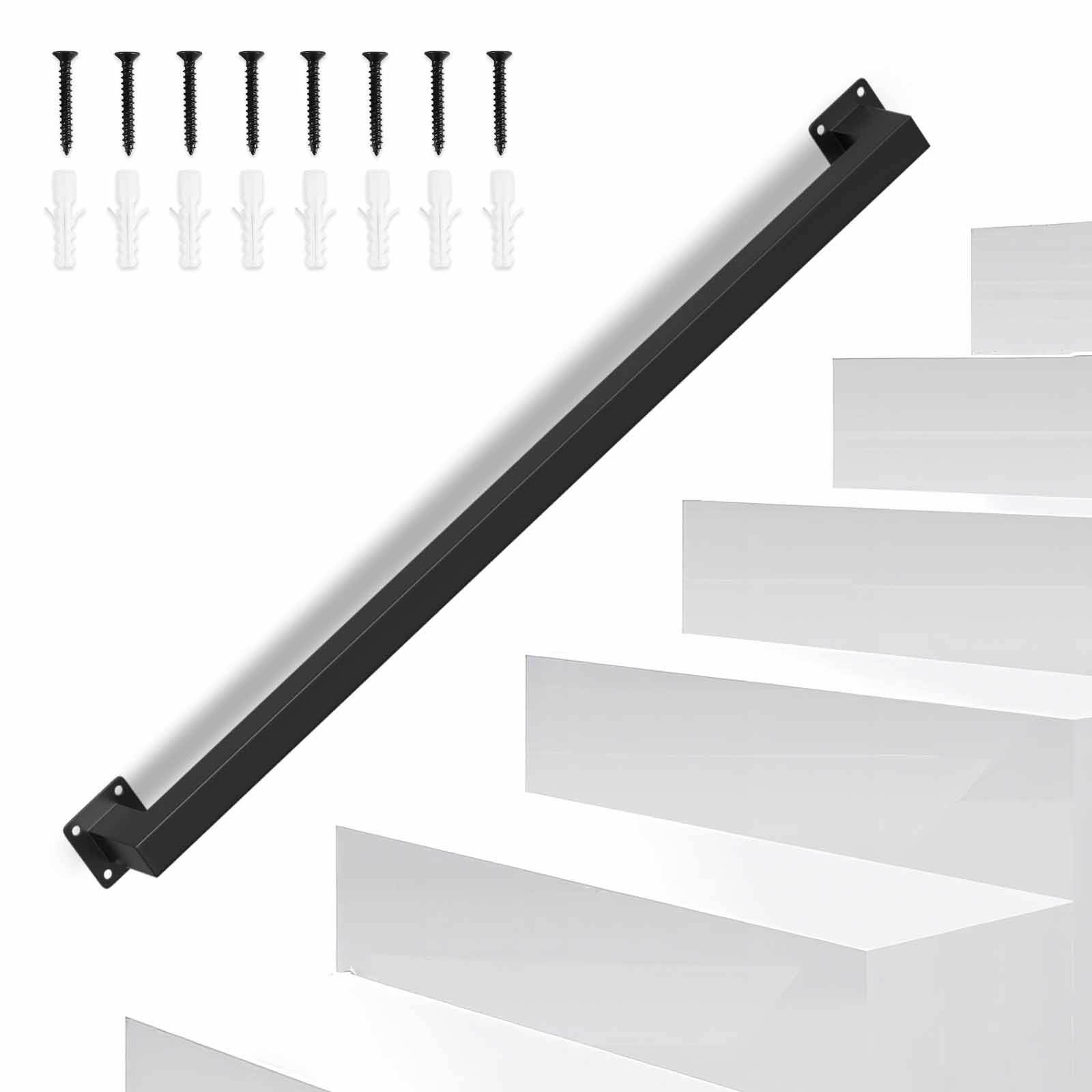 Handlauf treppe Handlauf Set Metall Schwarz pulverbeschichteter Treppenhandlauf pflegeleicht und langlebig 80cm Treppengeländer