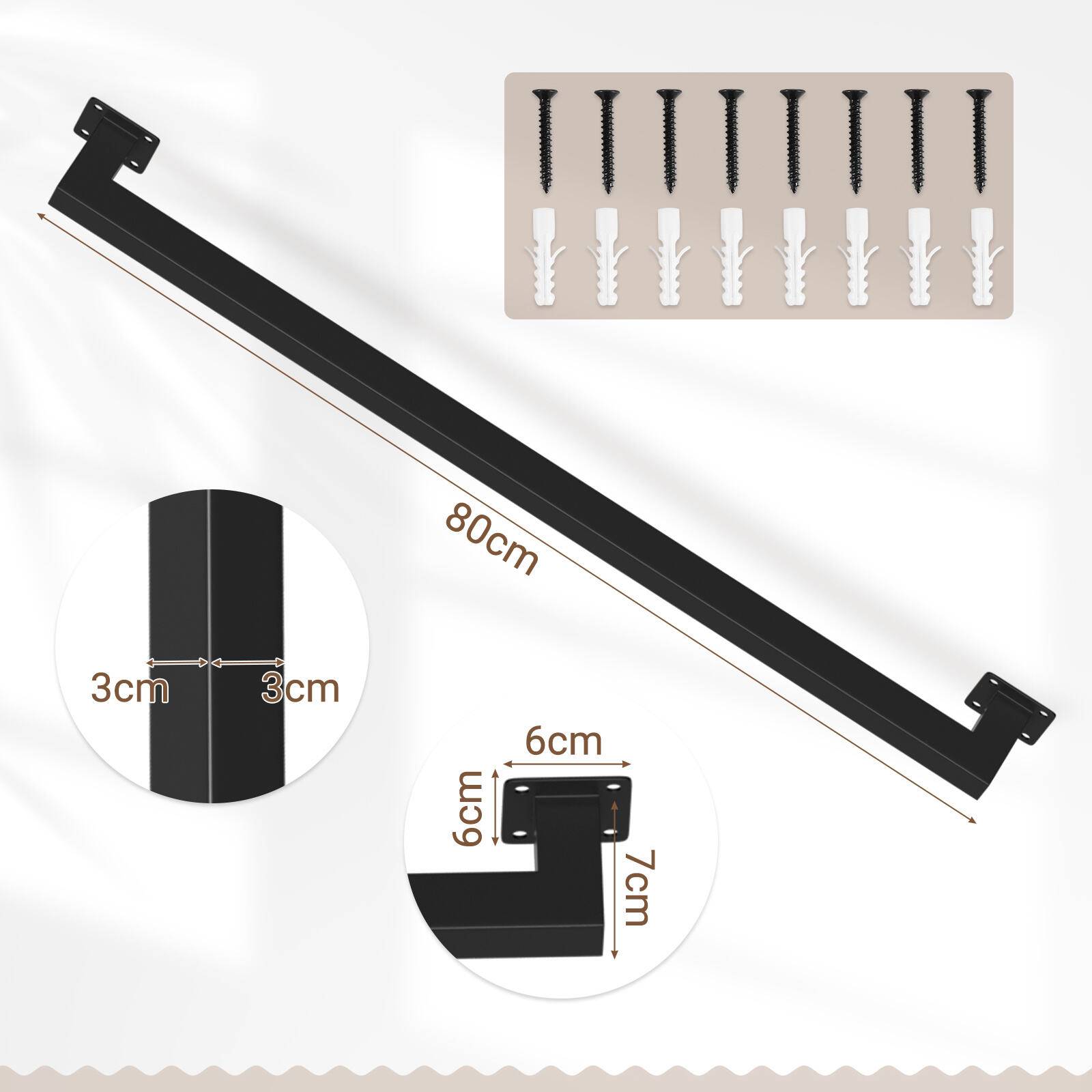 Handlauf treppe Handlauf Set Metall Schwarz pulverbeschichteter Treppenhandlauf pflegeleicht und langlebig 80cm Treppengeländer