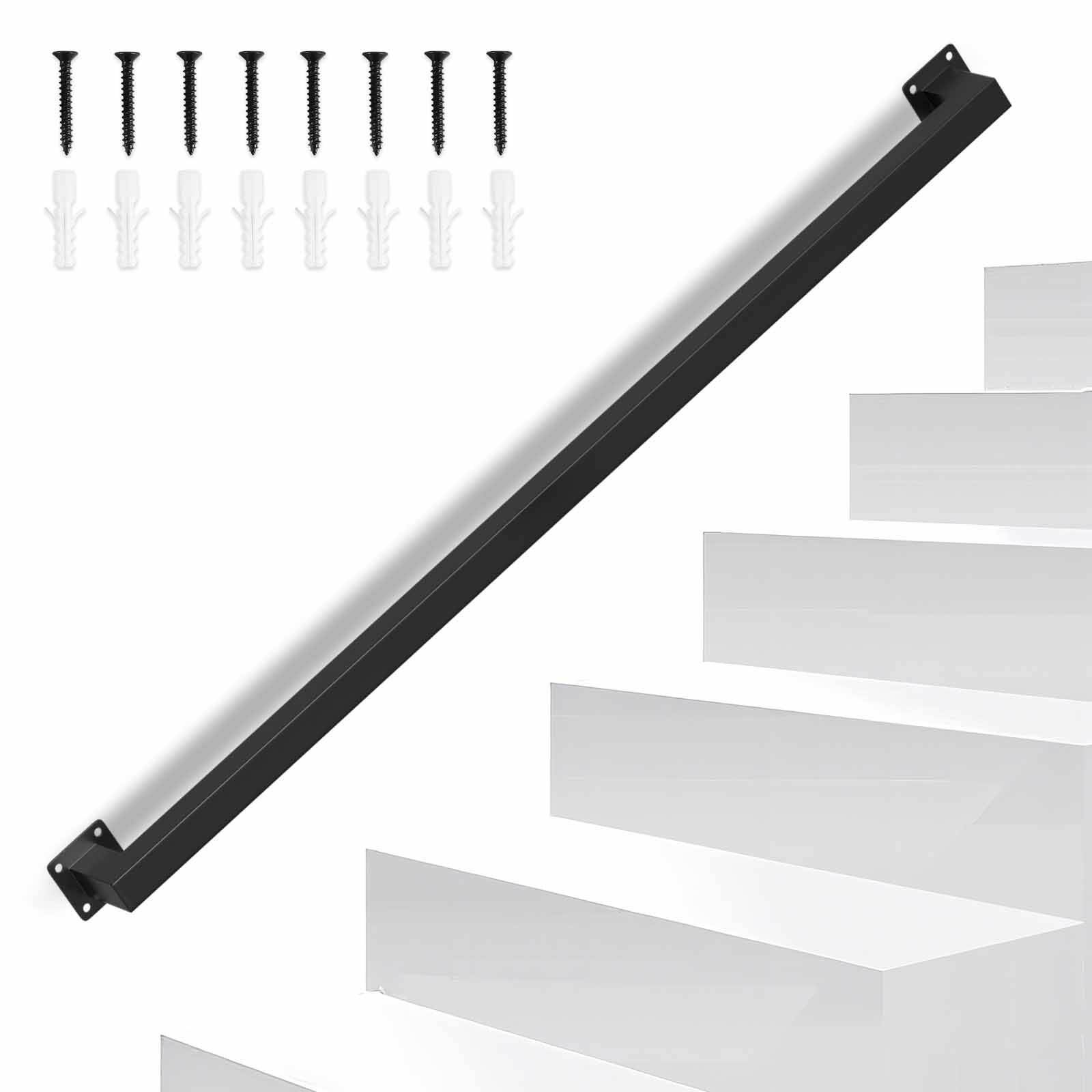 Handlauf treppe Handlauf Set Metall Schwarz pulverbeschichteter Treppenhandlauf pflegeleicht und langlebig 100cm Treppengeländer