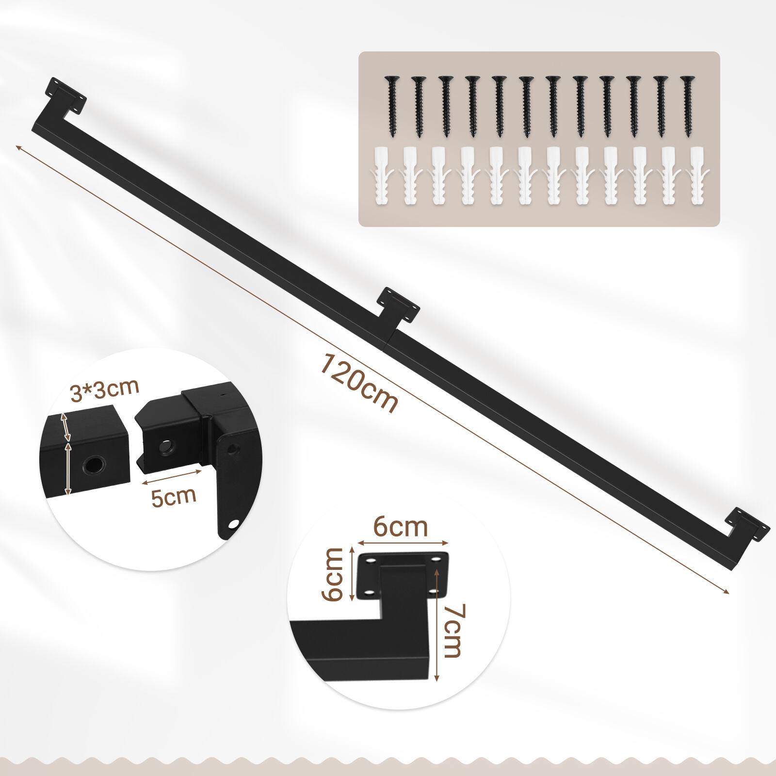 Handlauf treppe Handlauf Set Metall Schwarz pulverbeschichteter Treppenhandlauf pflegeleicht und langlebig 120cm Treppengeländer