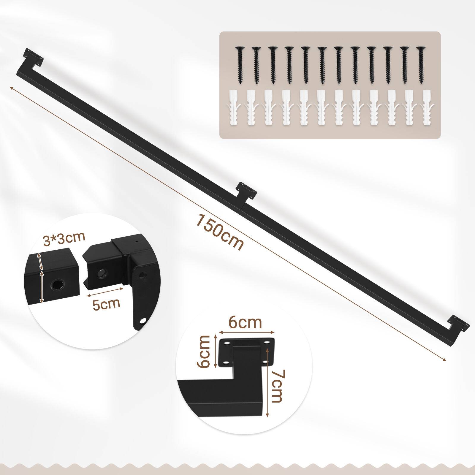 Handlauf treppe Handlauf Set Metall Schwarz pulverbeschichteter Treppenhandlauf pflegeleicht und langlebig 150cm Treppengeländer