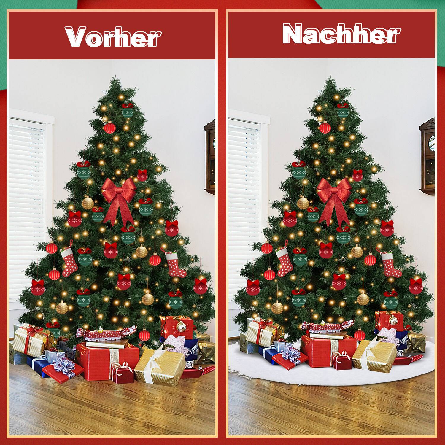 Weihnachtsbaumdecke Baumdecke Christbaumdecke Ø 122 cm weiß Weihnachtsbaumdecke, flauschiger Stoff