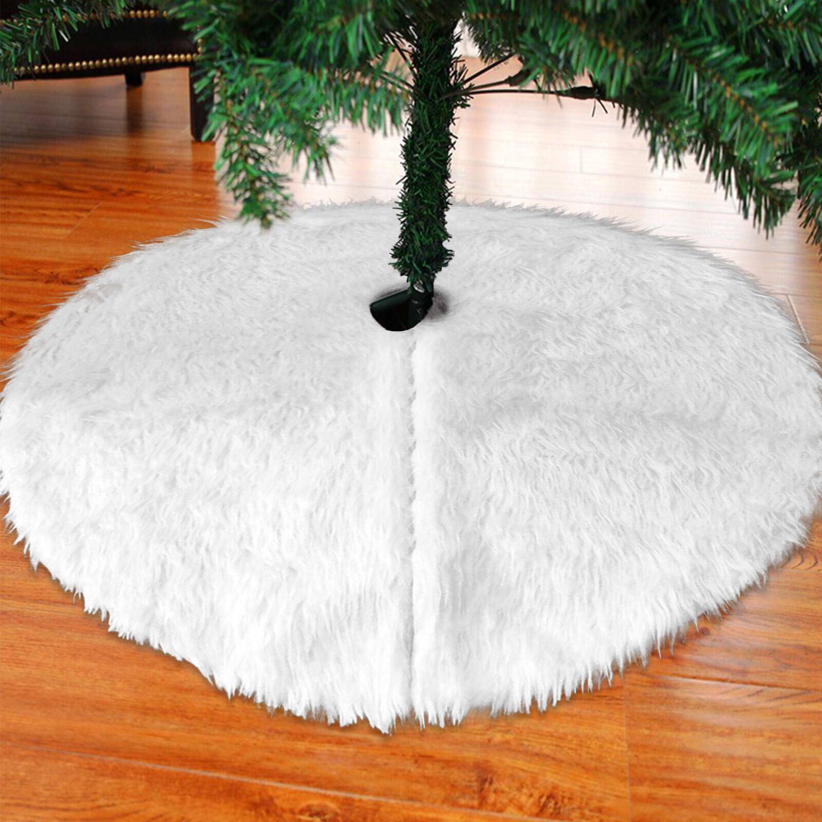 Weihnachtsbaumdecke Baumdecke Christbaumdecke Ø 90cm weiß Weihnachtsbaumdecke, flauschiger Stoff