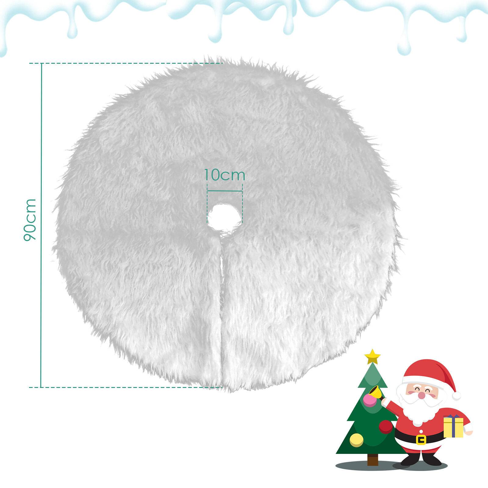 Weihnachtsbaumdecke Baumdecke Christbaumdecke Ø 90cm weiß Weihnachtsbaumdecke, flauschiger Stoff