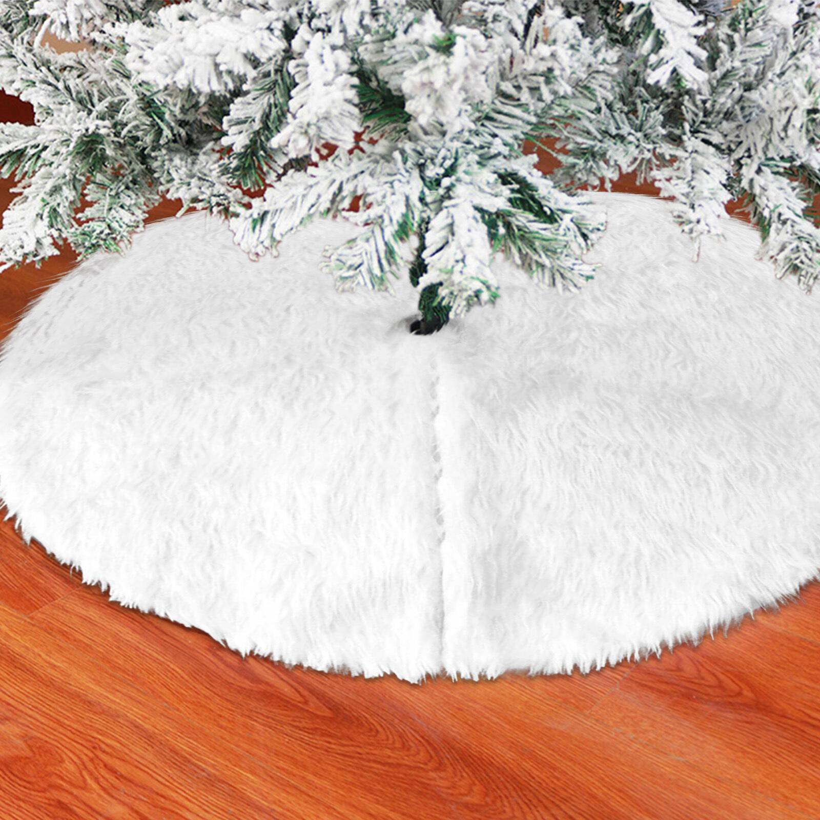 Weihnachtsbaumdecke Baumdecke Christbaumdecke Ø 122 cm weiß Weihnachtsbaumdecke, flauschiger Stoff