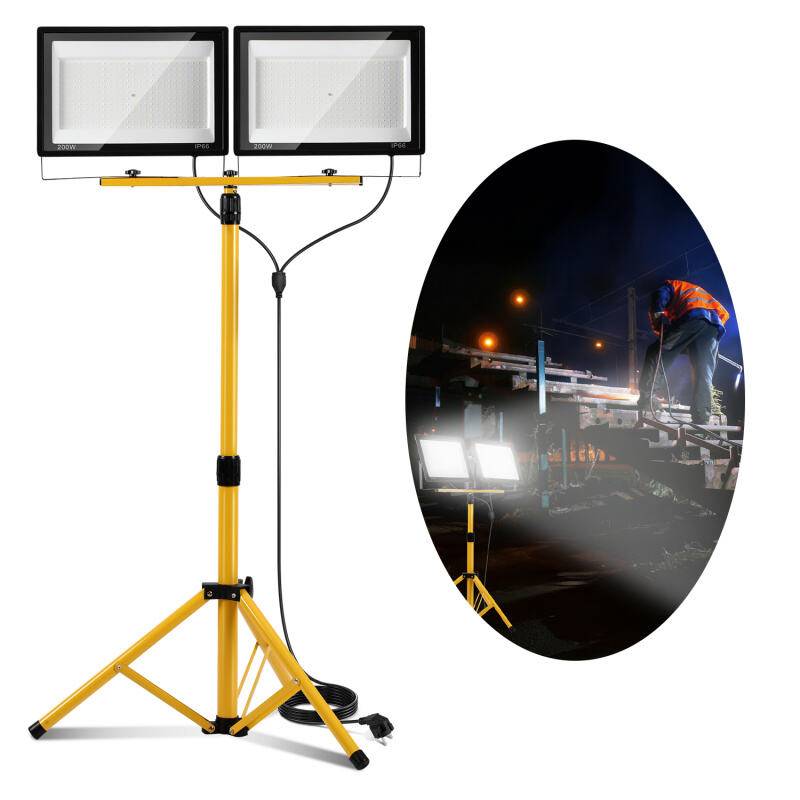 200W LED Baustrahler Flutlicht Scheinwerfer Außenstrahler Arbeitsleuchte Bauscheinwerfer IP66 Wasserdicht Kaltweiß