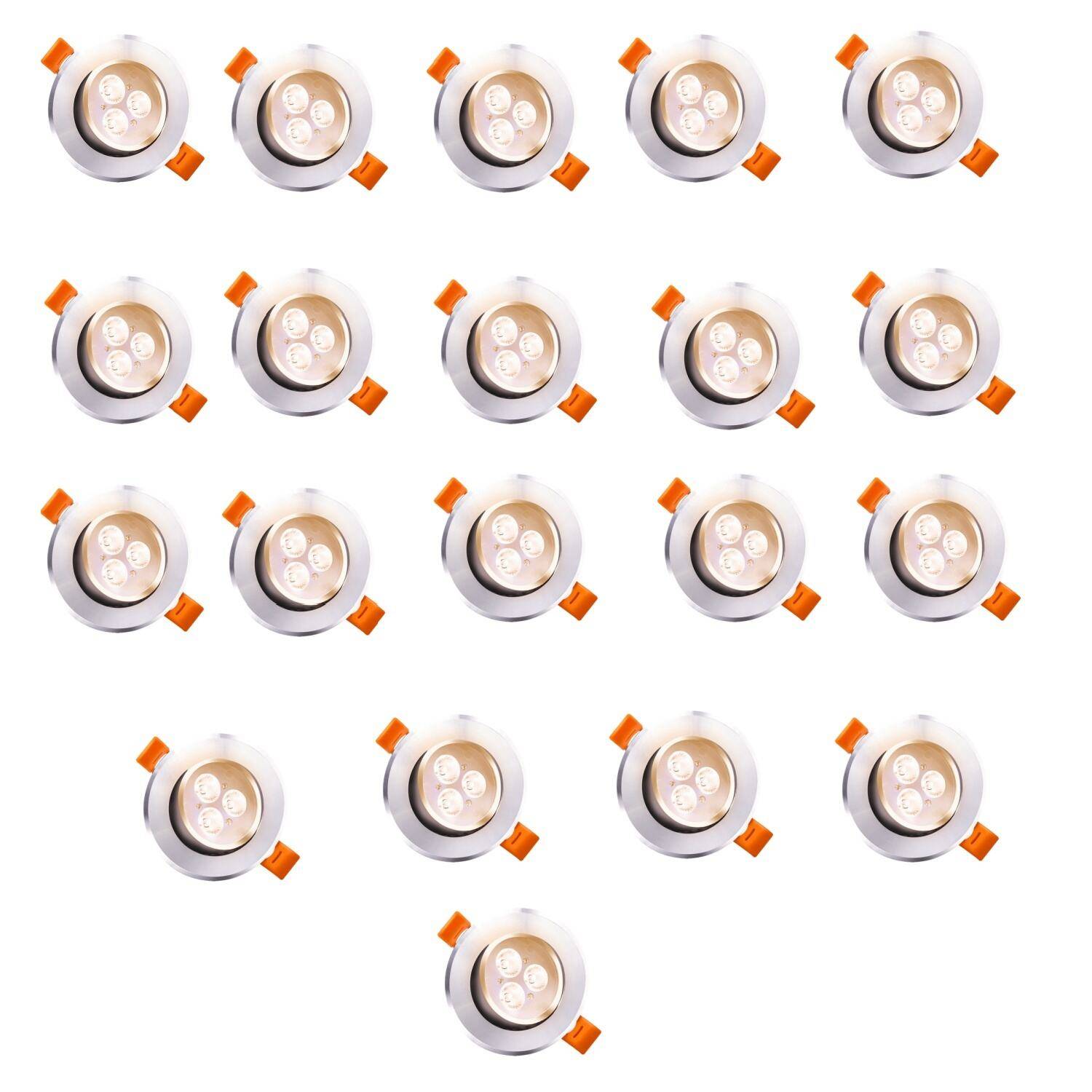 20x LED Einbauleuchte 3W schwenkbar Deckenstrahler Warmweiß 3200K 85mm 245LM für Küche Bad Wohnzimmer